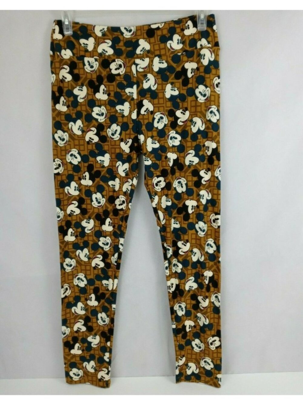 New LuLaRoe Disney Tall & Curvy Leggings Light Brown With Mickey Mouse Design